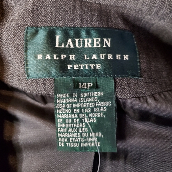 NWT Lauren Ralph Lauren Petite Gray Wool Blend Double Breasted Blazer Womens 14P - Picture 10 of 12